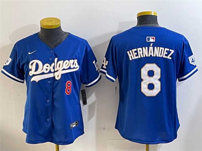Women's Los Angeles Dodgers #8 Enrique Hernandez Blue 2024 Jackie Robinson Patch Limited Stitched Baseball Jersey,We sell and wholesale Women's Los Angeles Dodgers #8 Enrique Hernandez Blue 2024 Jackie Robinson Patch Limited Stitched Baseball Jersey on line form chian!